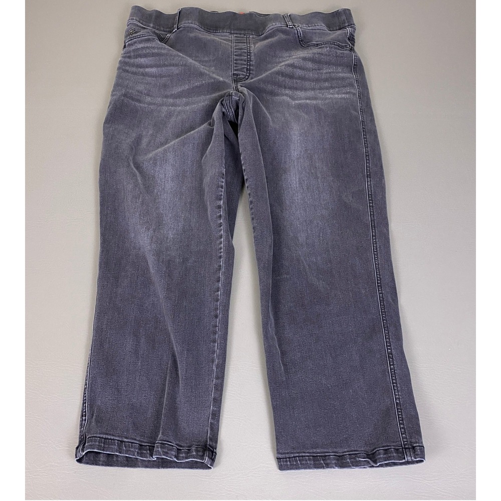 Spanx Pull-On Jeans Women's Plus Size 3X Tall Ankle Gray Wash Tummy Control